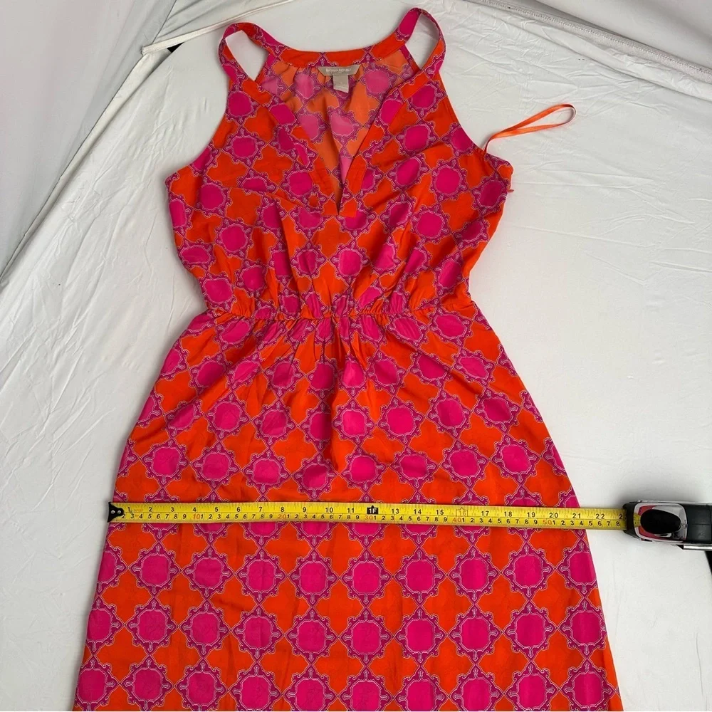 Banana Republic orange and pink print v-neck maxi dress 6 - Picture 10 of 11